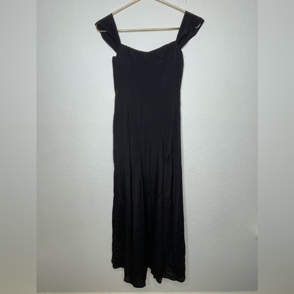 Reformation dress maxi NWT square shoulder sz 0 black - Picture 1 of 9